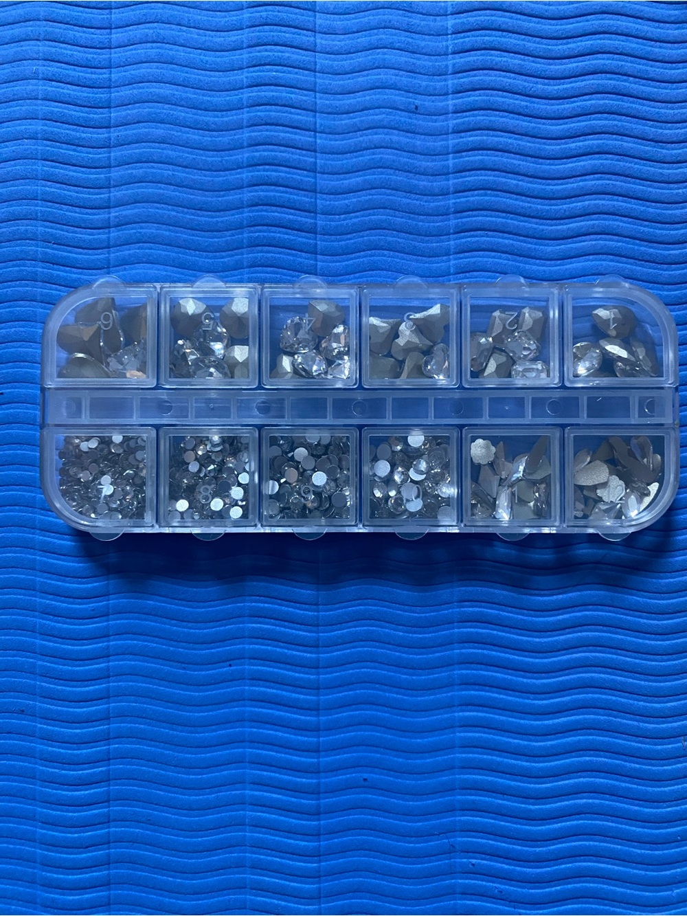 Silver Nail Rhinestone Mix - 12-Compartment Decorative Set